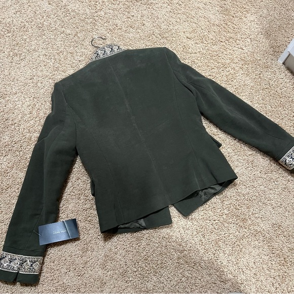 NWT ZARA Military Jacket Embroidered High Neck Coat Green M - Picture 8 of 12